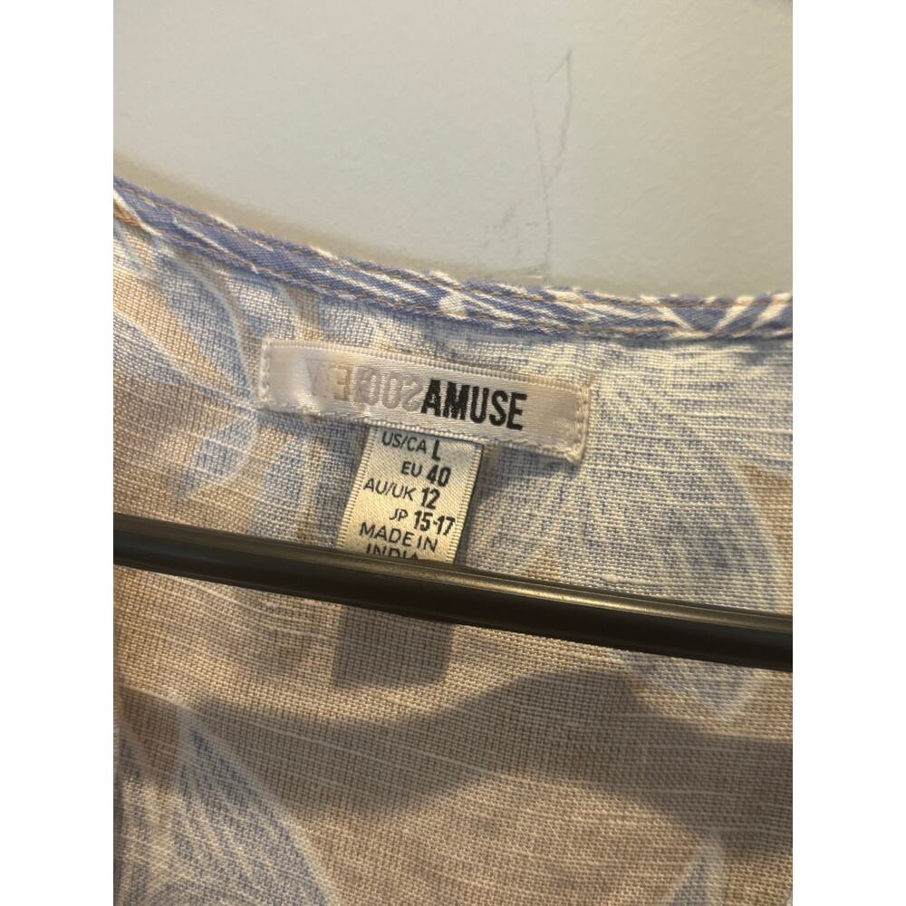 Amuse Society Mala Short Sleeve Floral Woven Linen Dress in Sunrise Size Large - Picture 5 of 5